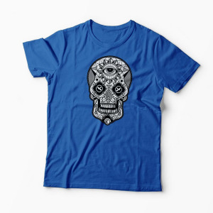 Tricou Craniu Geometric - Bărbați-Albastru Regal